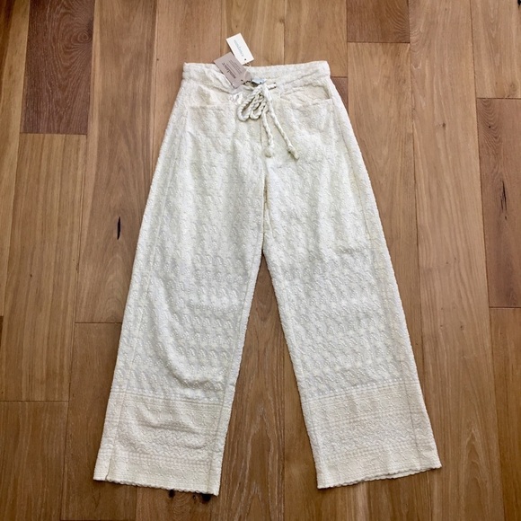 Sundance Solstice Culottes 100% Cotton High Waist Wide Leg Pants Embroidered 2 - Picture 4 of 12
